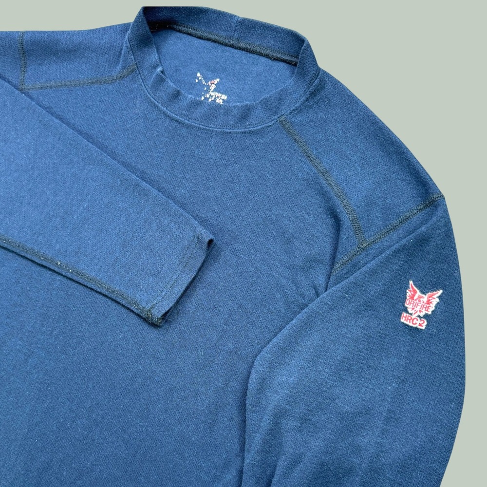 DriFire Shirt Men L Navy Blue Flame Resistant HRC2 Long Sleeve FRC Work Utility